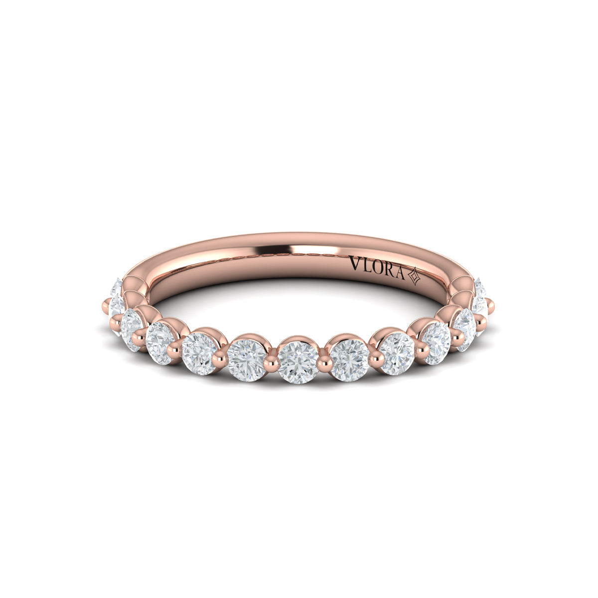 14kt Rose Gold Diamond Womens Matching Wedding Band
