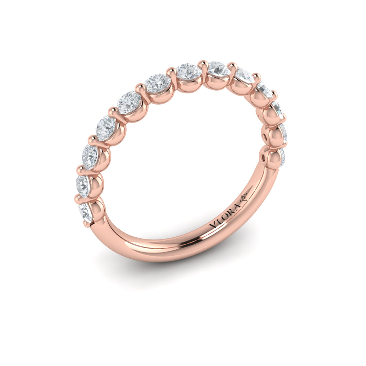 14kt Rose Gold Floating Diamond Womens Wedding Band