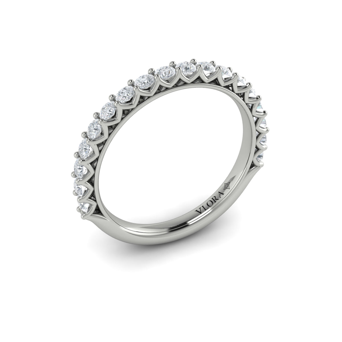 14K White Gold Woven Diamond Matching Wedding Band
