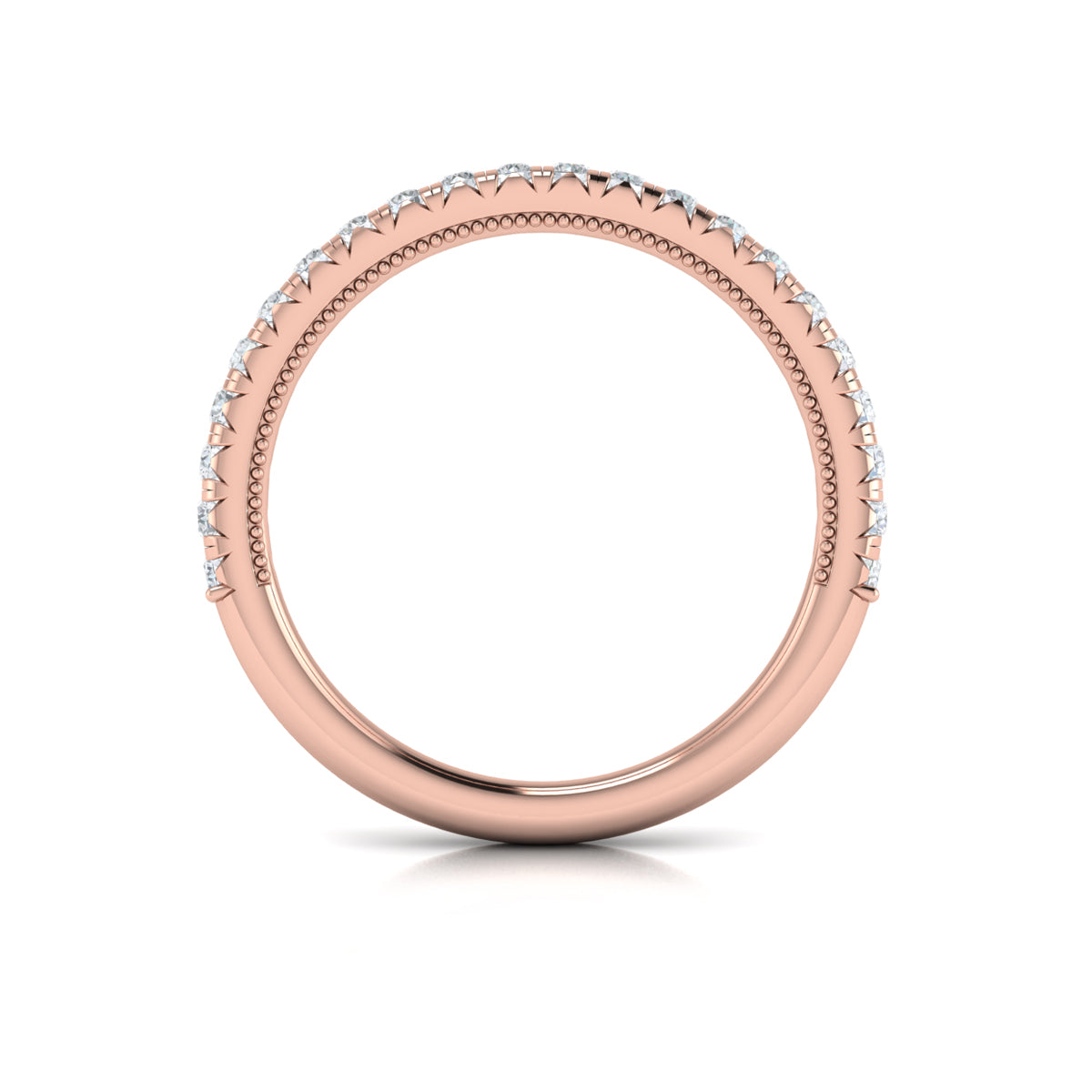 14kt Rose Gold Diamond Womens French Pave Wedding Band