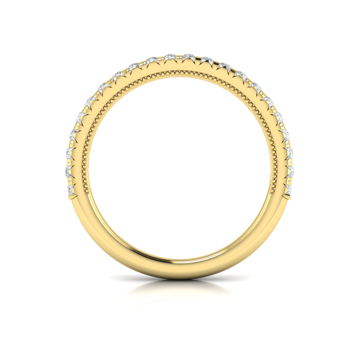 14kt Yellow Gold French Pave Diamond Womens Wedding Band