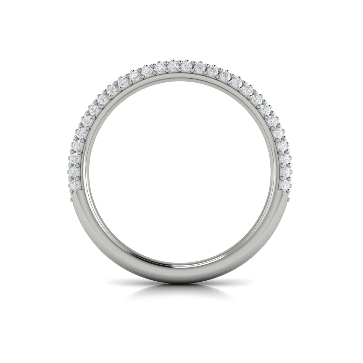 14K White Gold Micropave Diamond Womens Wedding Band