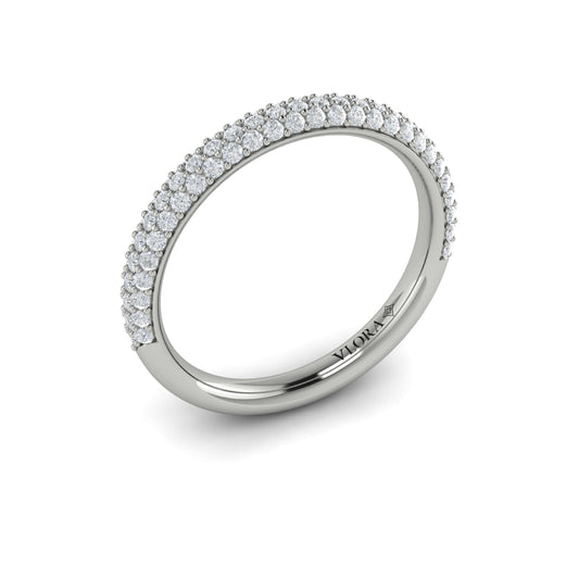 14K White Gold Micropave Diamond Womens Wedding Band