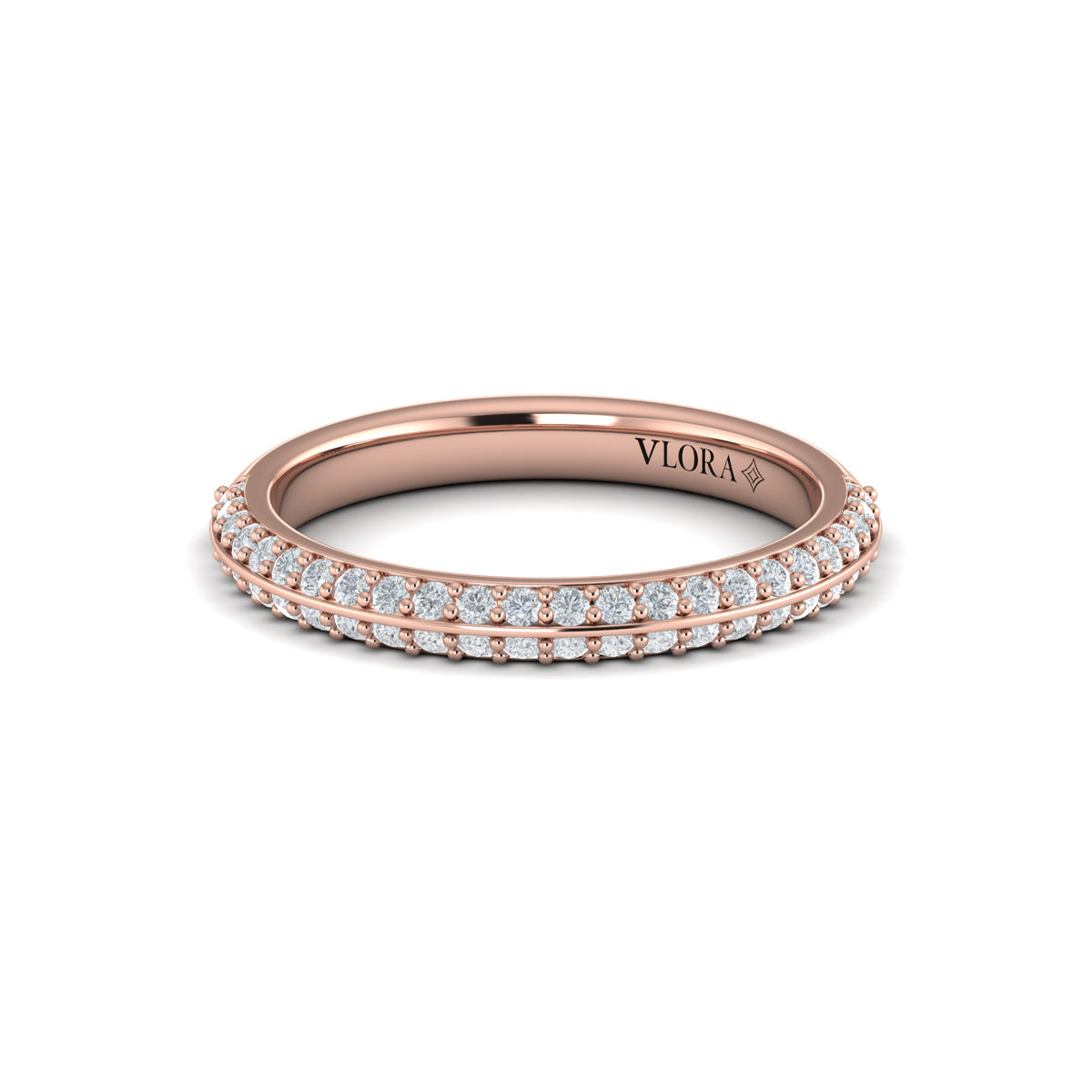18kt Rose Gold Diamond Womens Matching Wedding Band