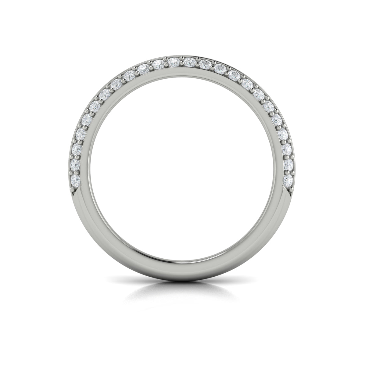 14K White Gold Pave Diamond Womens Matching Wedding Band