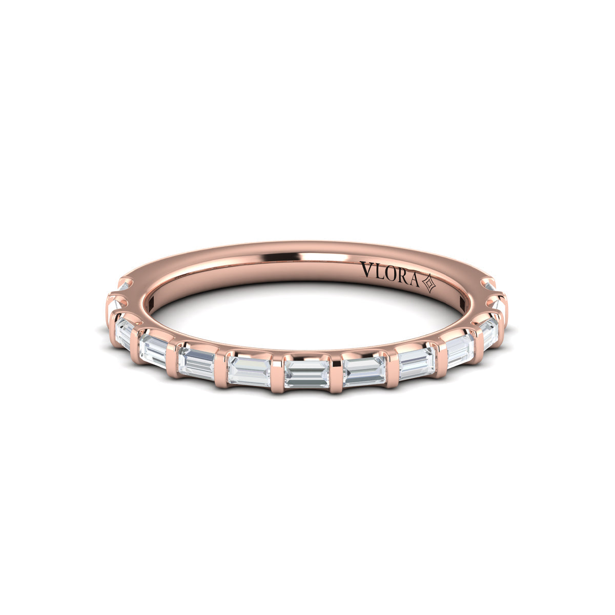 14kt Rose Gold Diamond Womens Matching Wedding Band