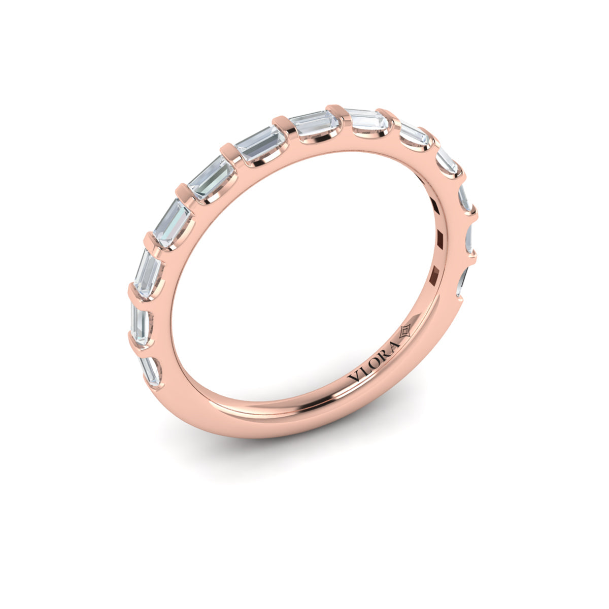 14kt Rose Gold Diamond Womens Matching Wedding Band