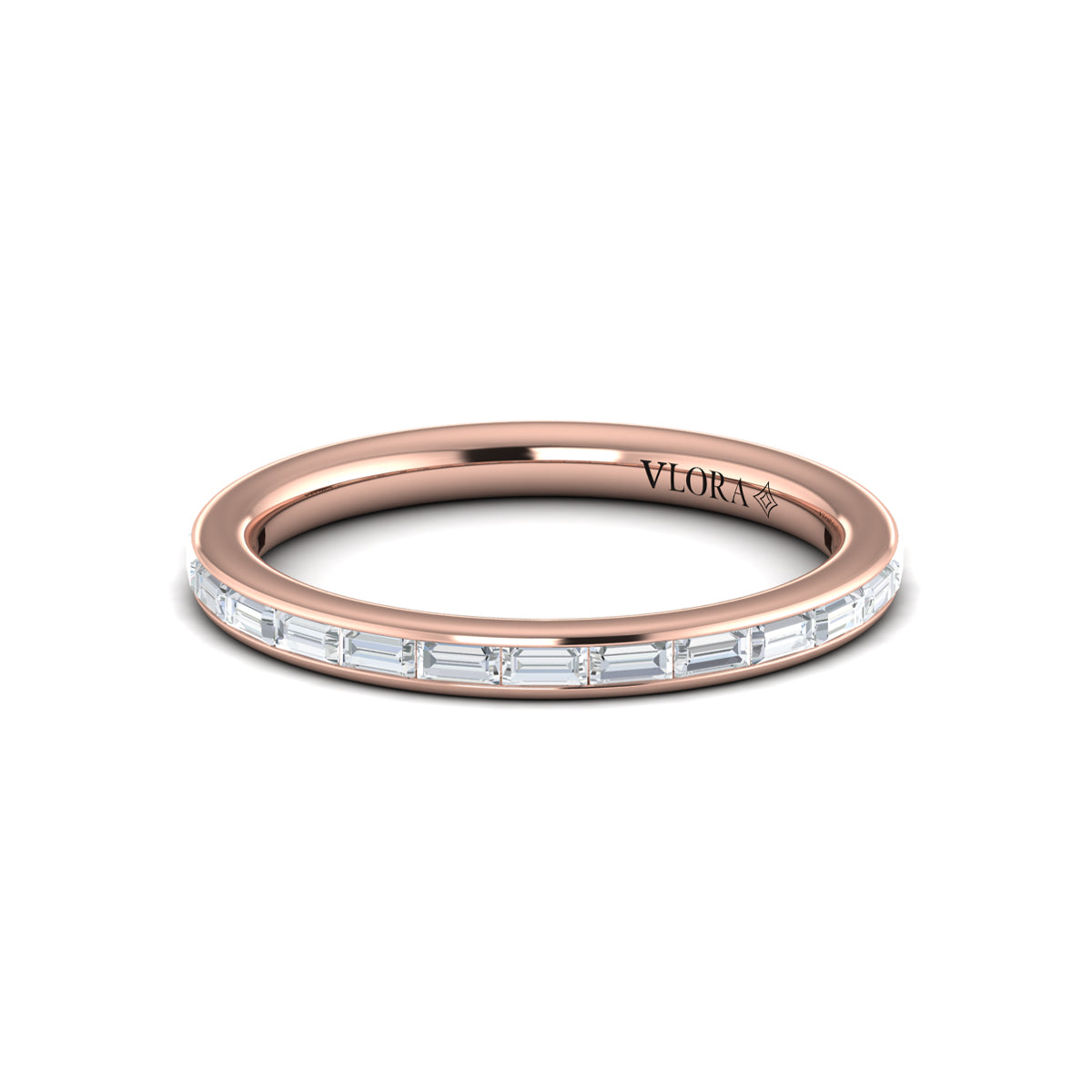 18kt Rose Gold Diamond Womens Matching Wedding Band