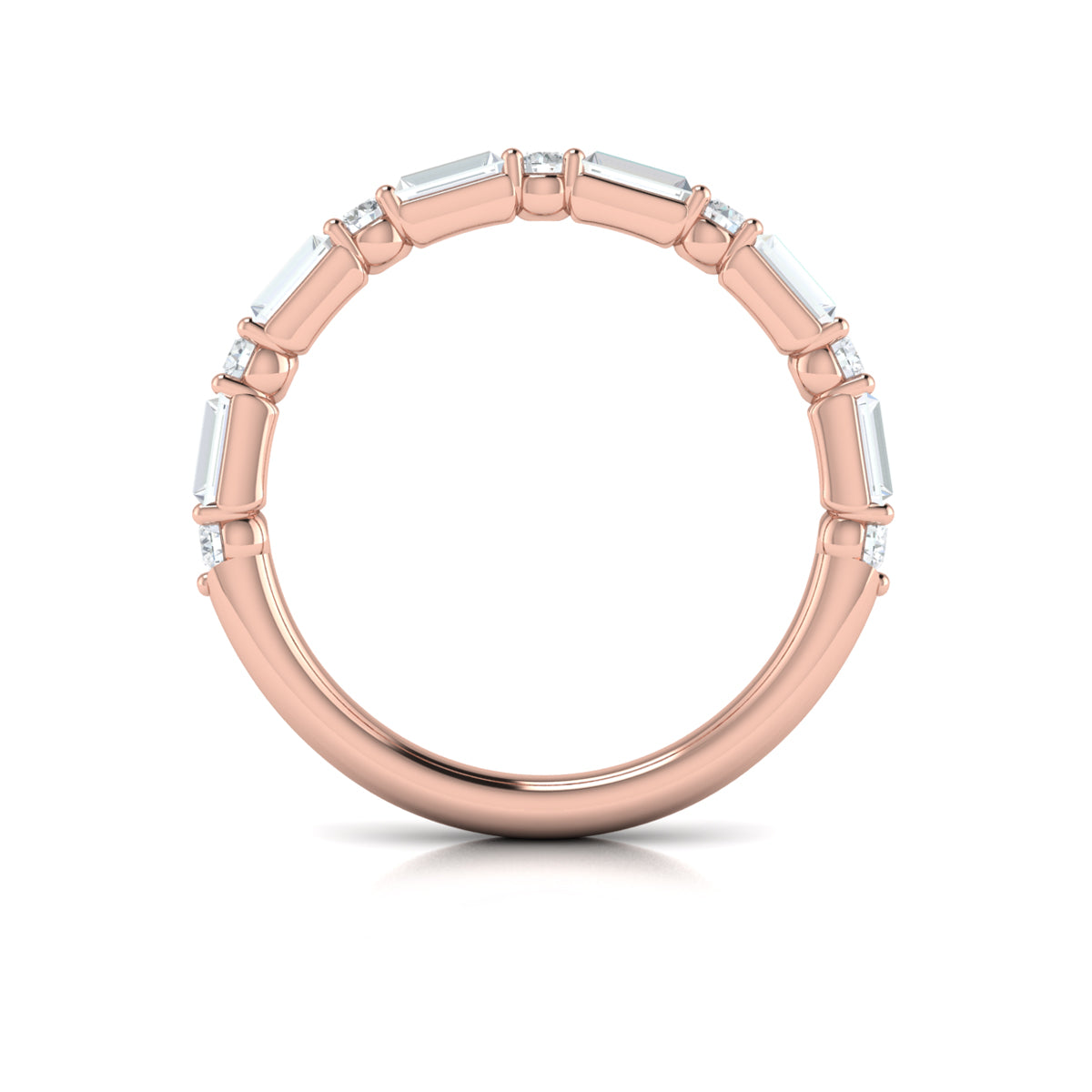 14kt Rose Gold Emerald Cut Diamond Matching Wedding Band