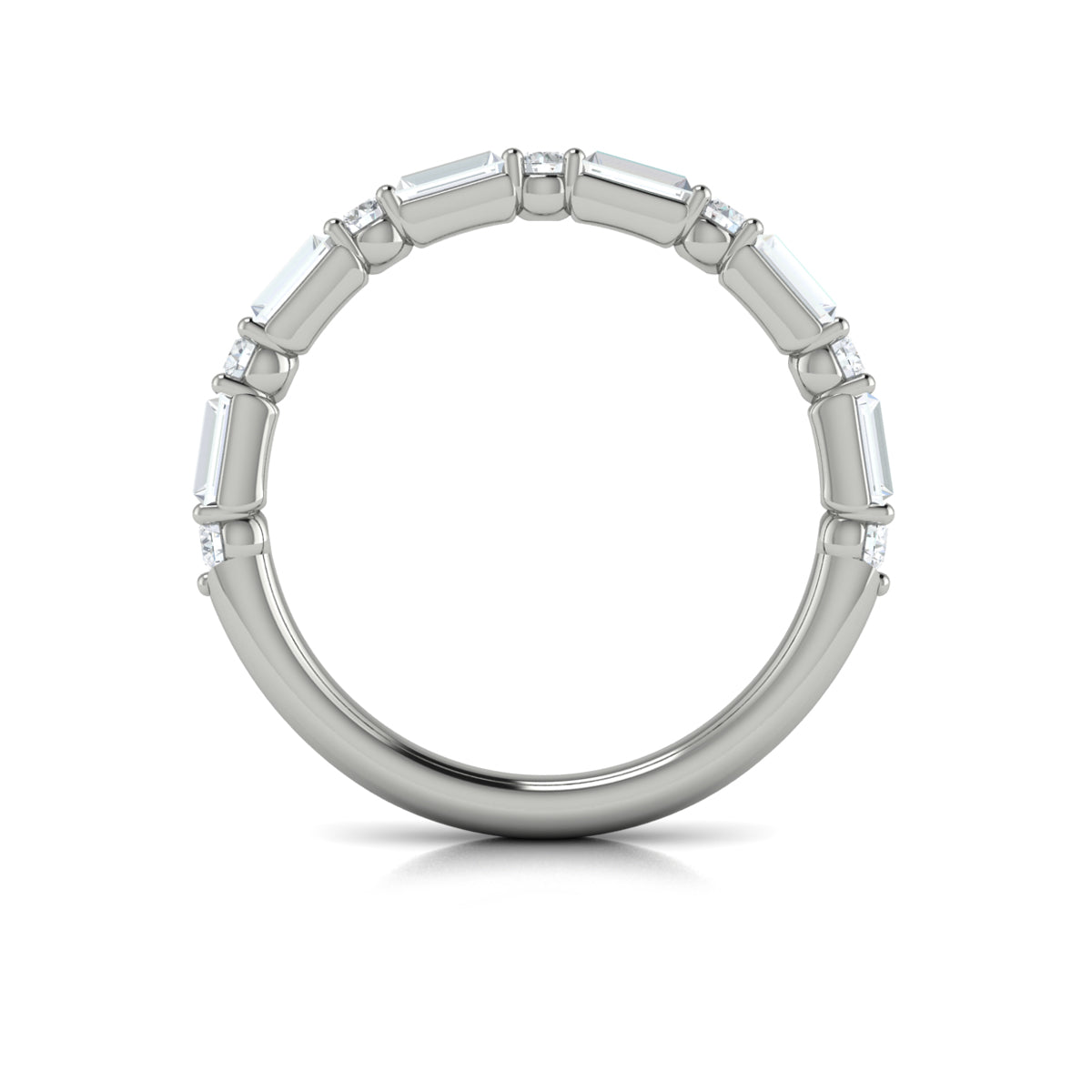 14K White Gold Emerald Cut Diamond Matching Wedding Band