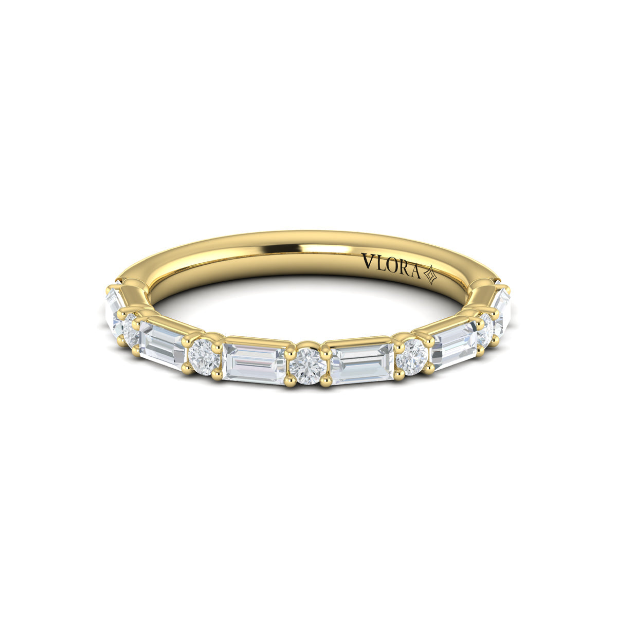 18kt Yellow Gold Emerald Cut Diamond Matching Wedding Band