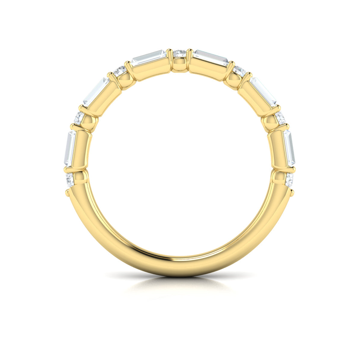 18kt Yellow Gold Emerald Cut Diamond Matching Wedding Band