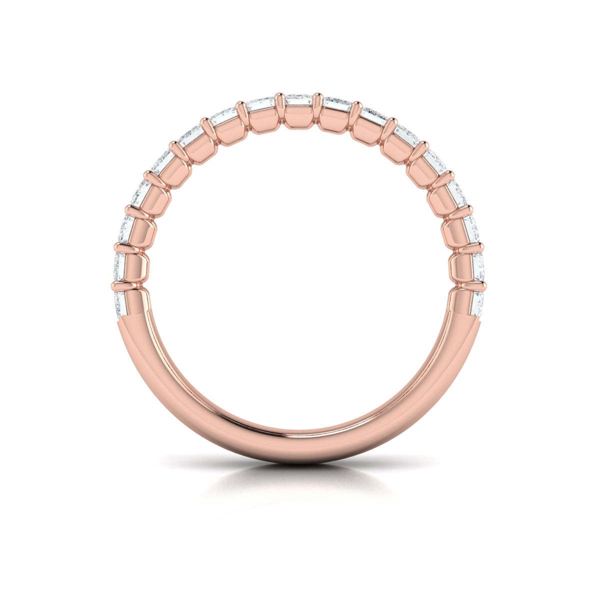 14kt Rose Gold Emerald Cut Diamond Womens Wedding Band