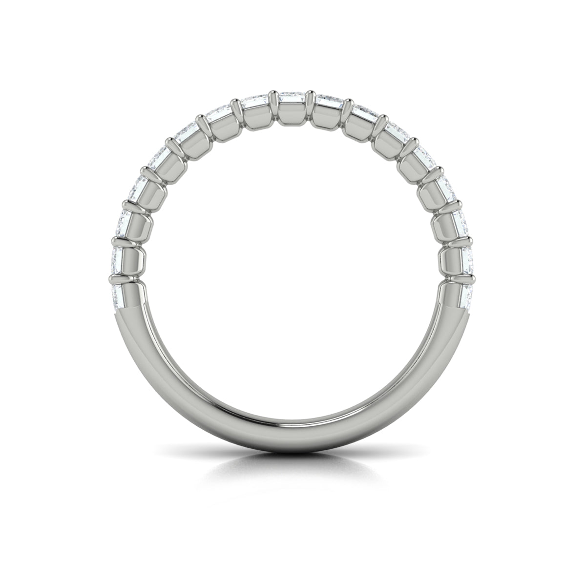 14K White Gold Emerald Cut Diamond Womens Wedding Band