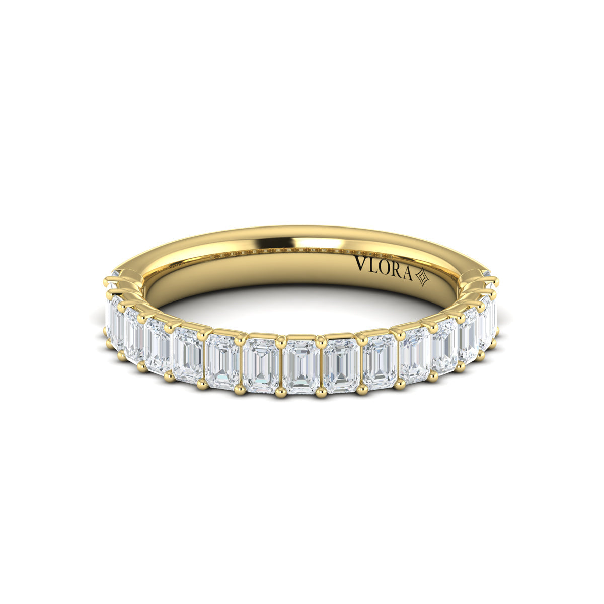 14kt Yellow Gold Emerald Cut Diamond Womens Wedding Band
