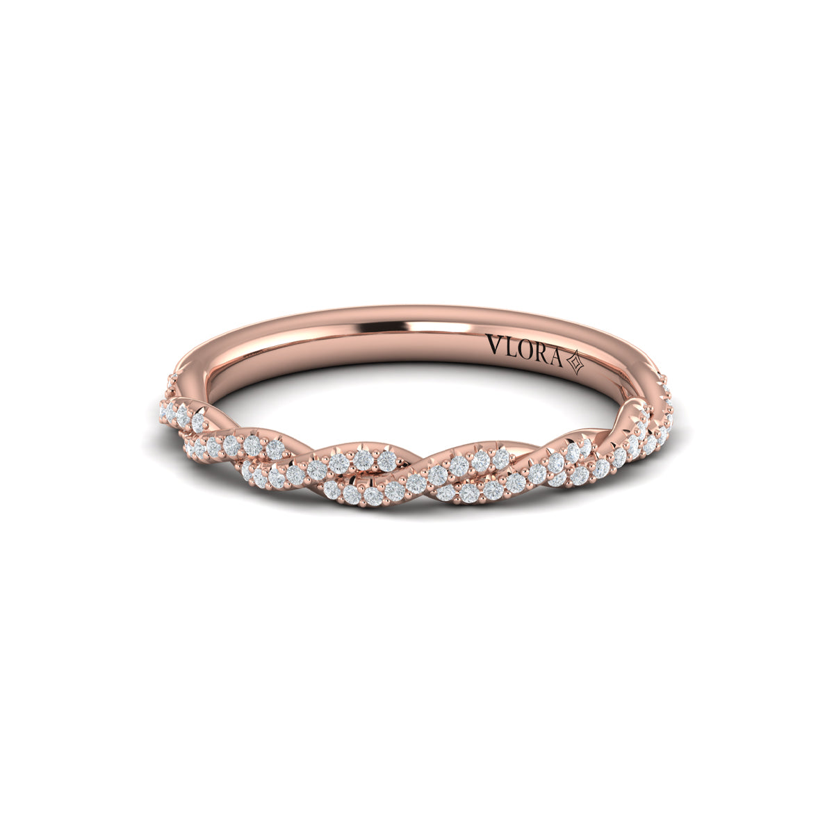 18kt Rose Gold Diamond Womens Matching Wedding Band