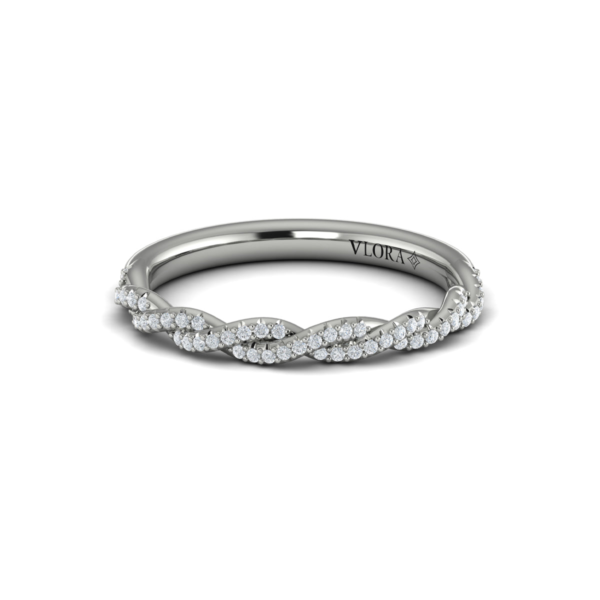 14K White Gold Pave Diamond Matching Wedding Band