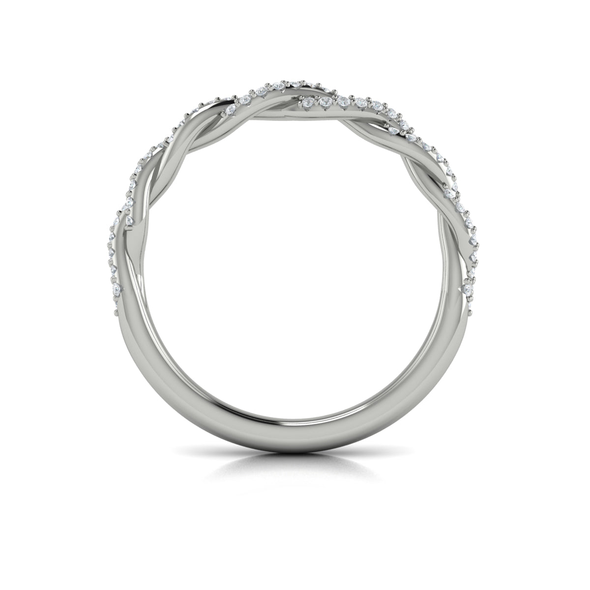 14K White Gold Pave Diamond Matching Wedding Band