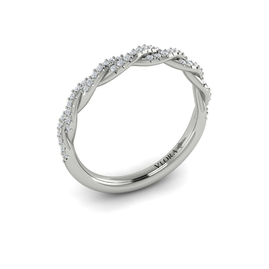 14K White Gold Pave Diamond Matching Wedding Band