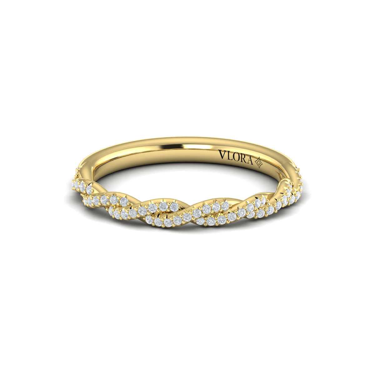 18kt Yellow Gold Pave Diamond Womens Wedding Band
