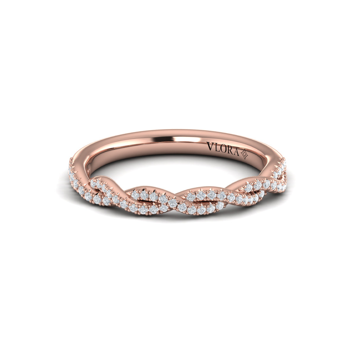 14kt Rose Gold Diamond Womens Matching Wedding Band