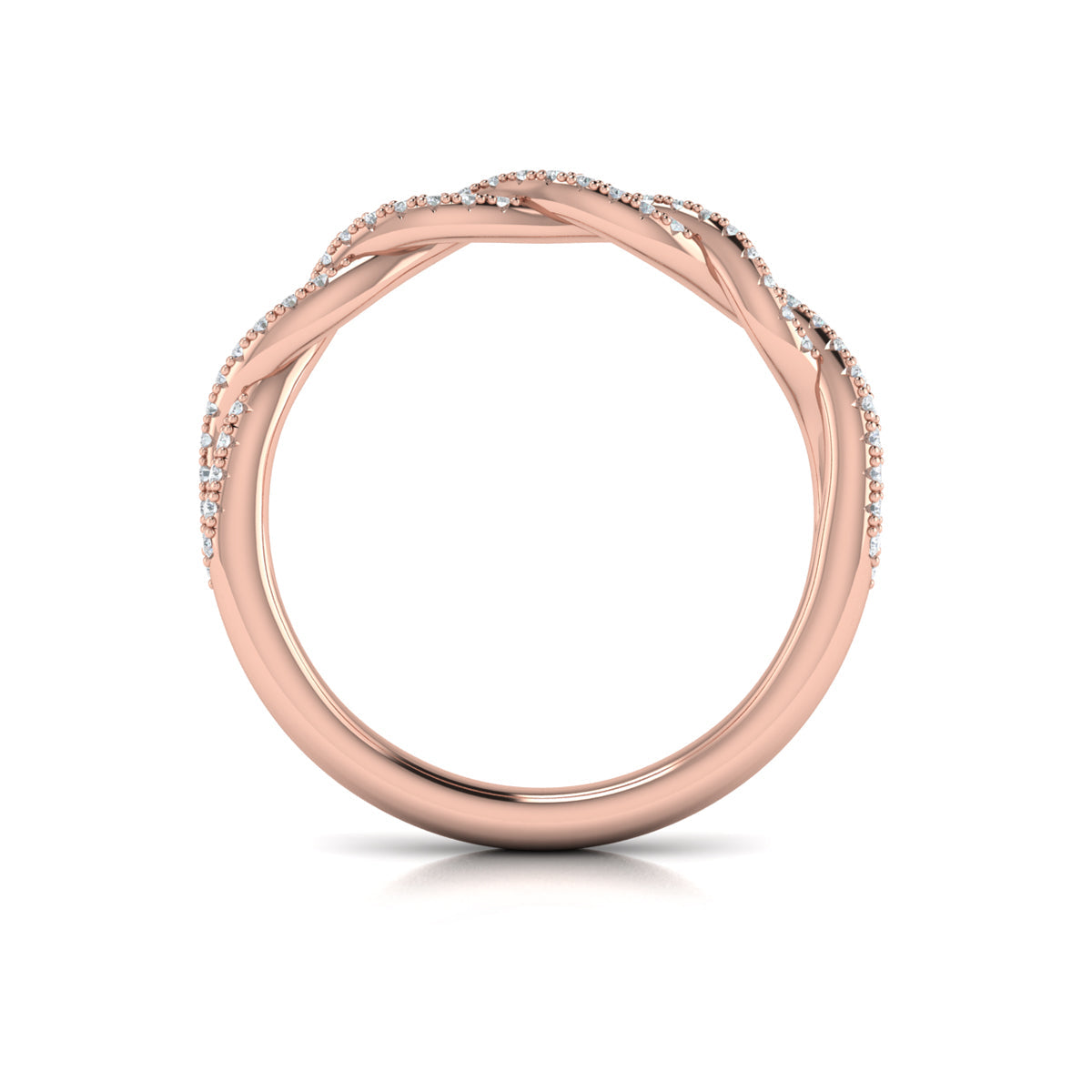 14kt Rose Gold Diamond Womens Matching Wedding Band