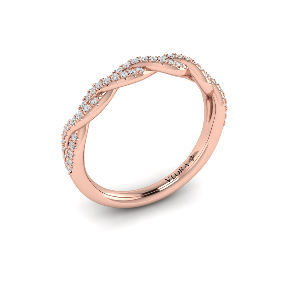 14kt Rose Gold Diamond Womens Matching Wedding Band