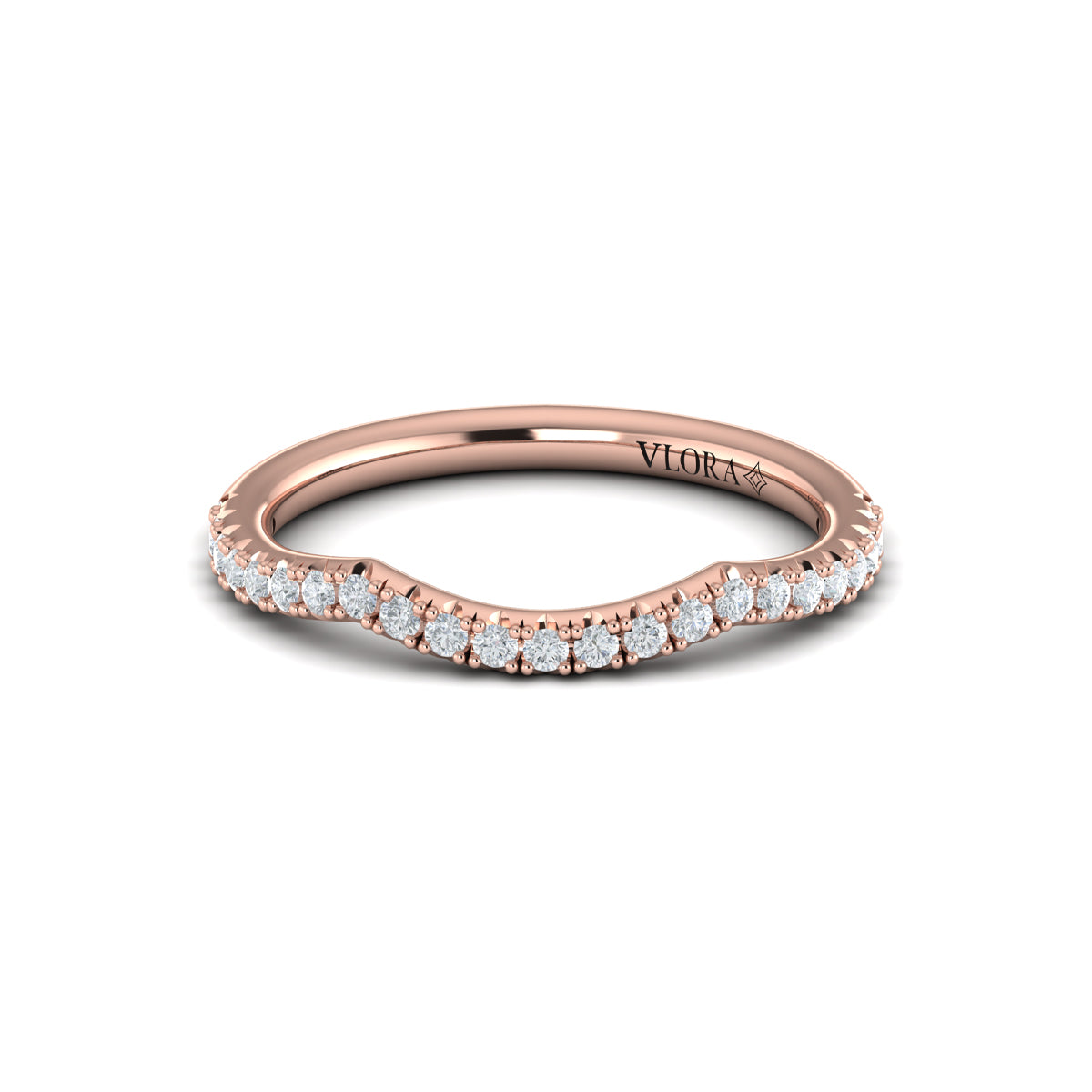 18kt Rose Gold Pave Diamond Womens Wedding Band