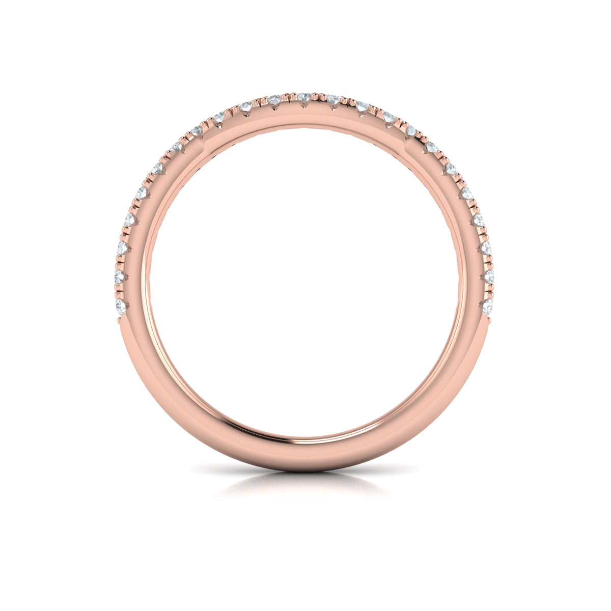 18kt Rose Gold Pave Diamond Womens Wedding Band