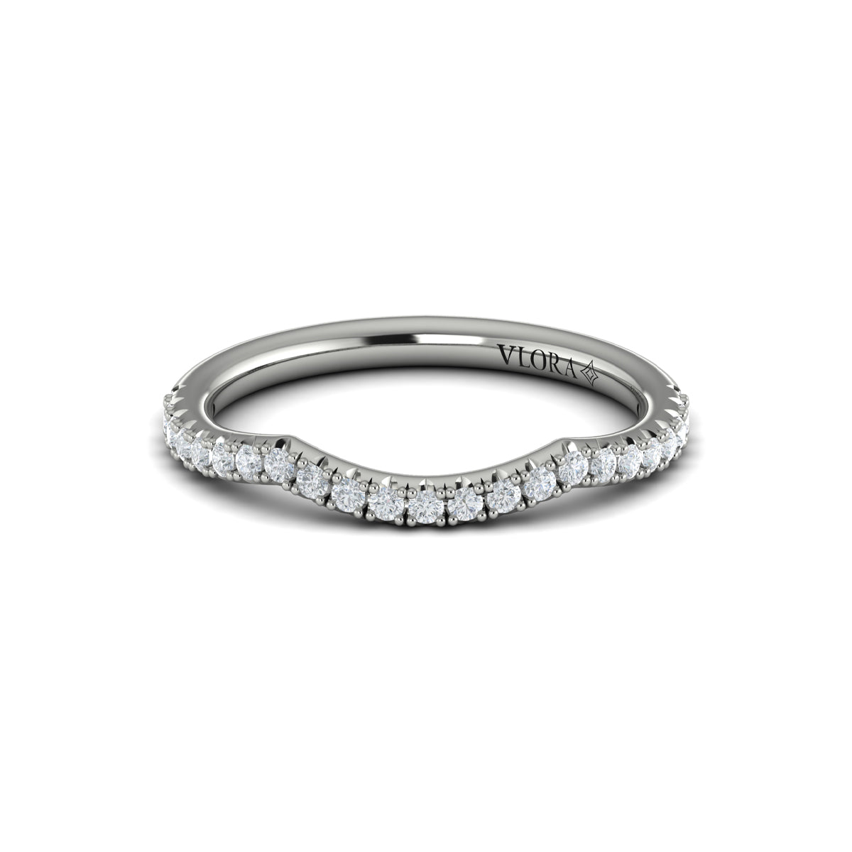 14K White Gold Pave Diamond Womens Matching Wedding Band