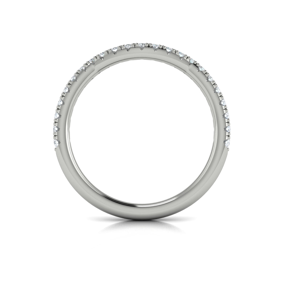 14K White Gold Pave Diamond Womens Matching Wedding Band