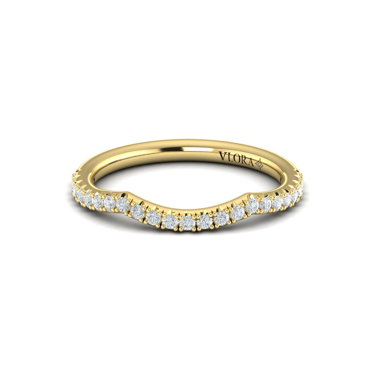 14kt Yellow Gold Pave Diamond Womens Wedding Band