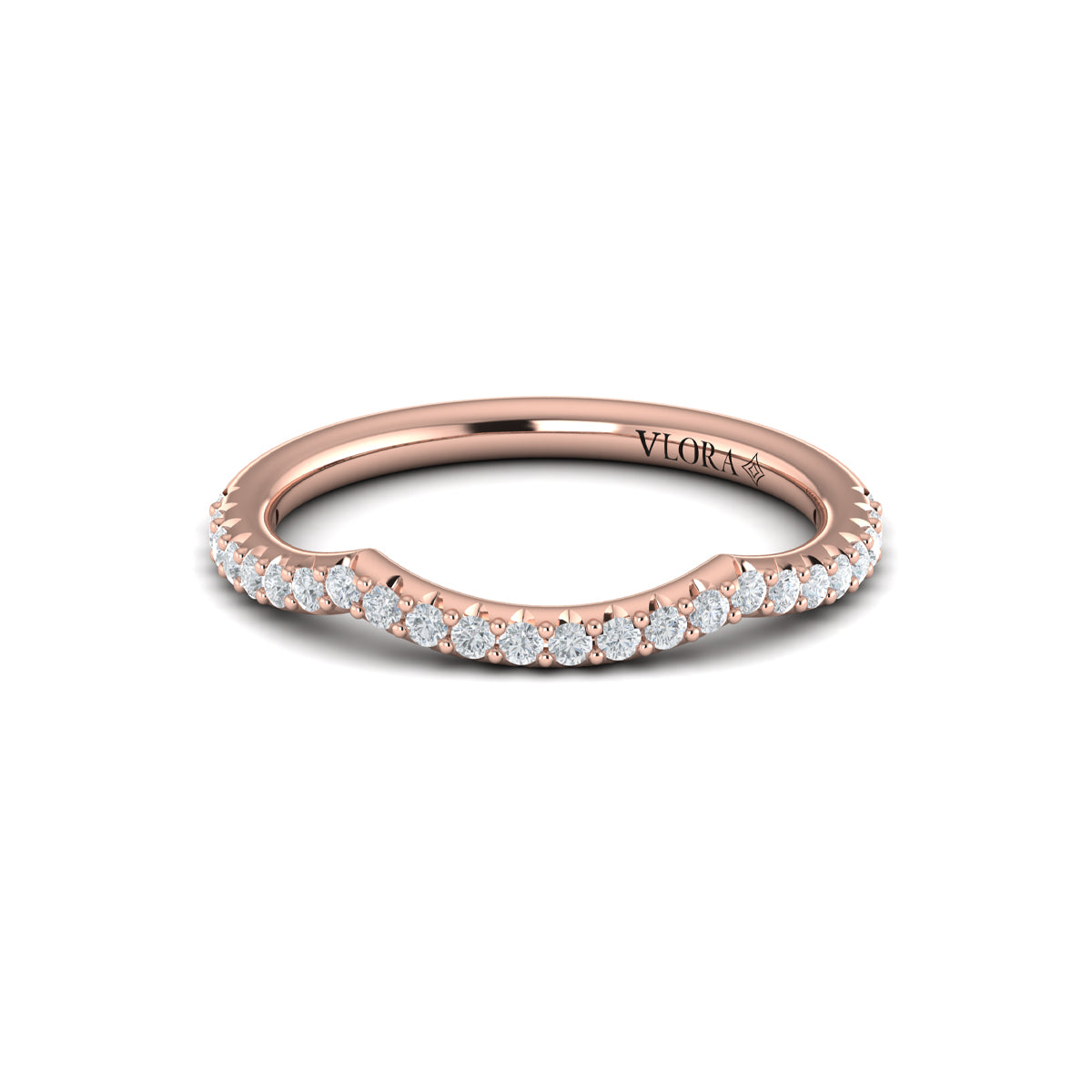 14kt Rose Gold Pave Diamond Womens Wedding Band