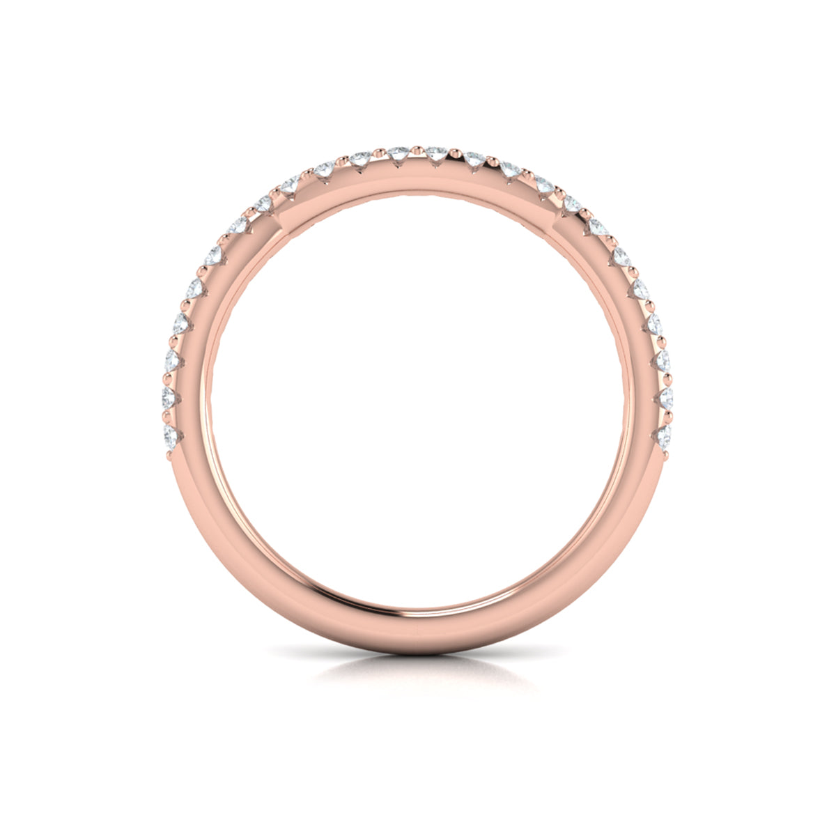 14kt Rose Gold Pave Diamond Womens Wedding Band