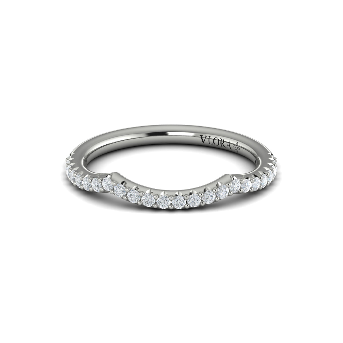 14K White Gold Pave Diamond Womens Wedding Band