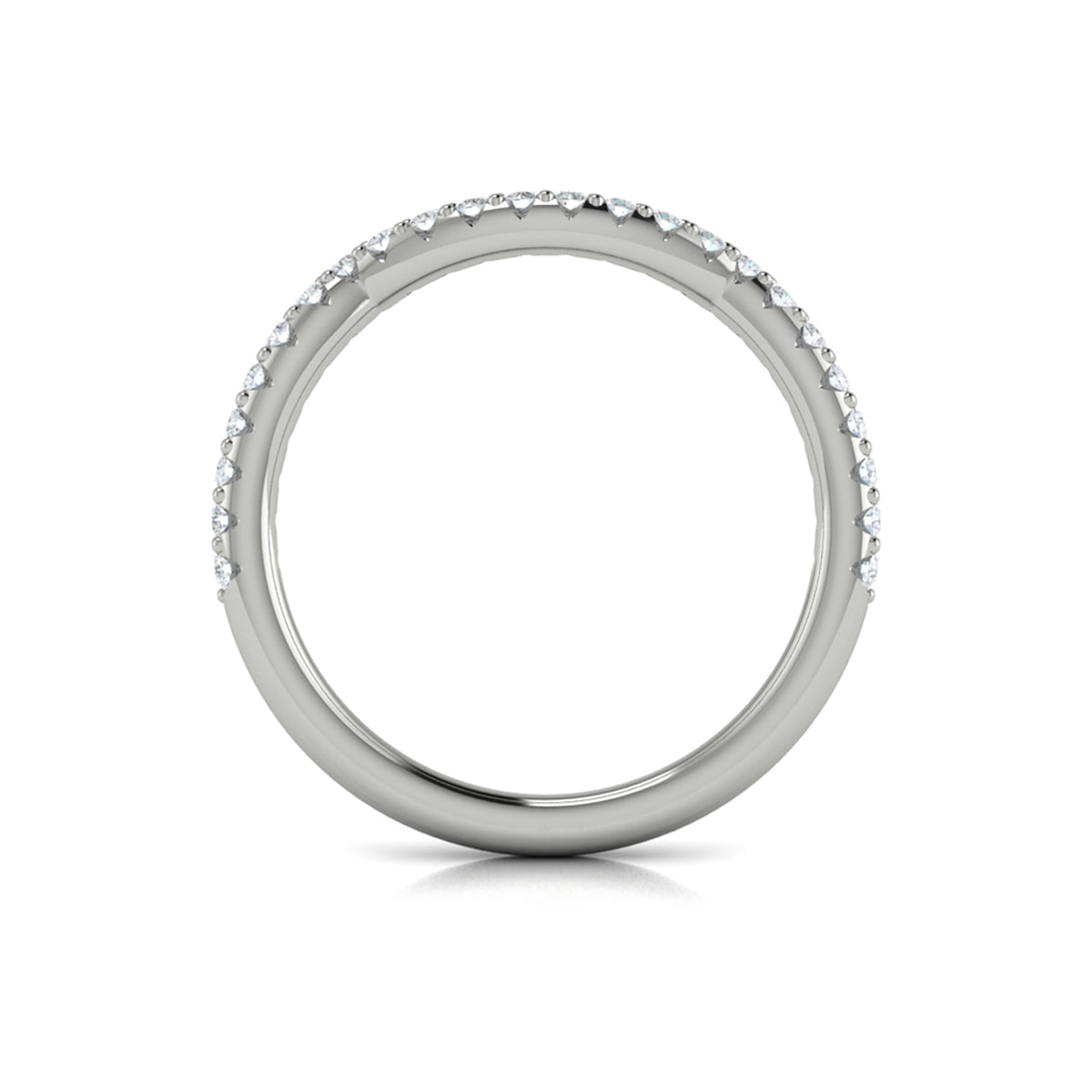 14K White Gold Pave Diamond Womens Wedding Band