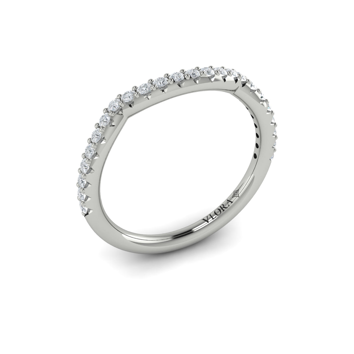 14K White Gold Pave Diamond Womens Wedding Band