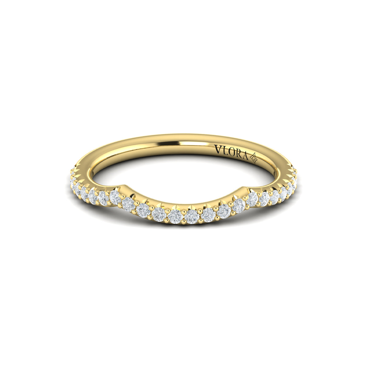 14kt Yellow Gold Pave Diamond Womens Wedding Band