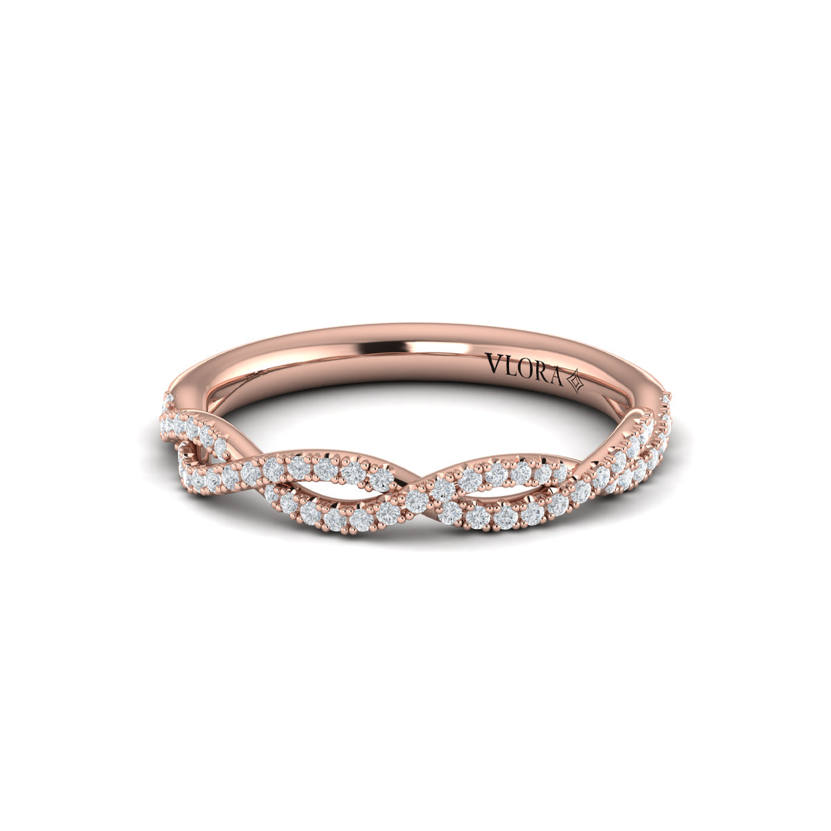 14kt Rose Gold Diamond Womens Matching Wedding Band