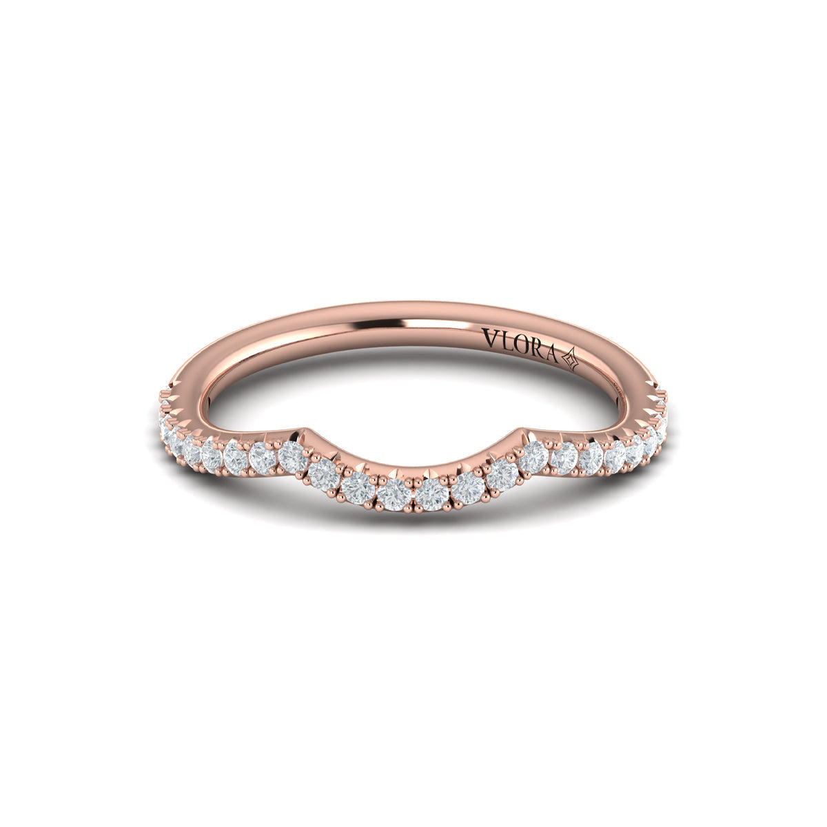 14kt Rose Gold Diamond Womens Matching Wedding Band