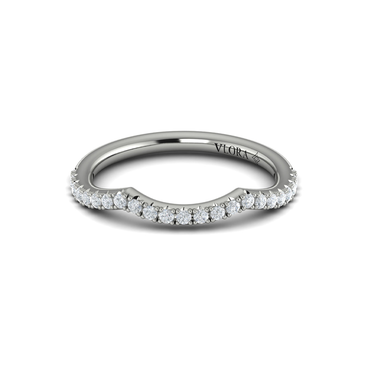 14K White Gold Pave Diamond Womens Matching Wedding Band