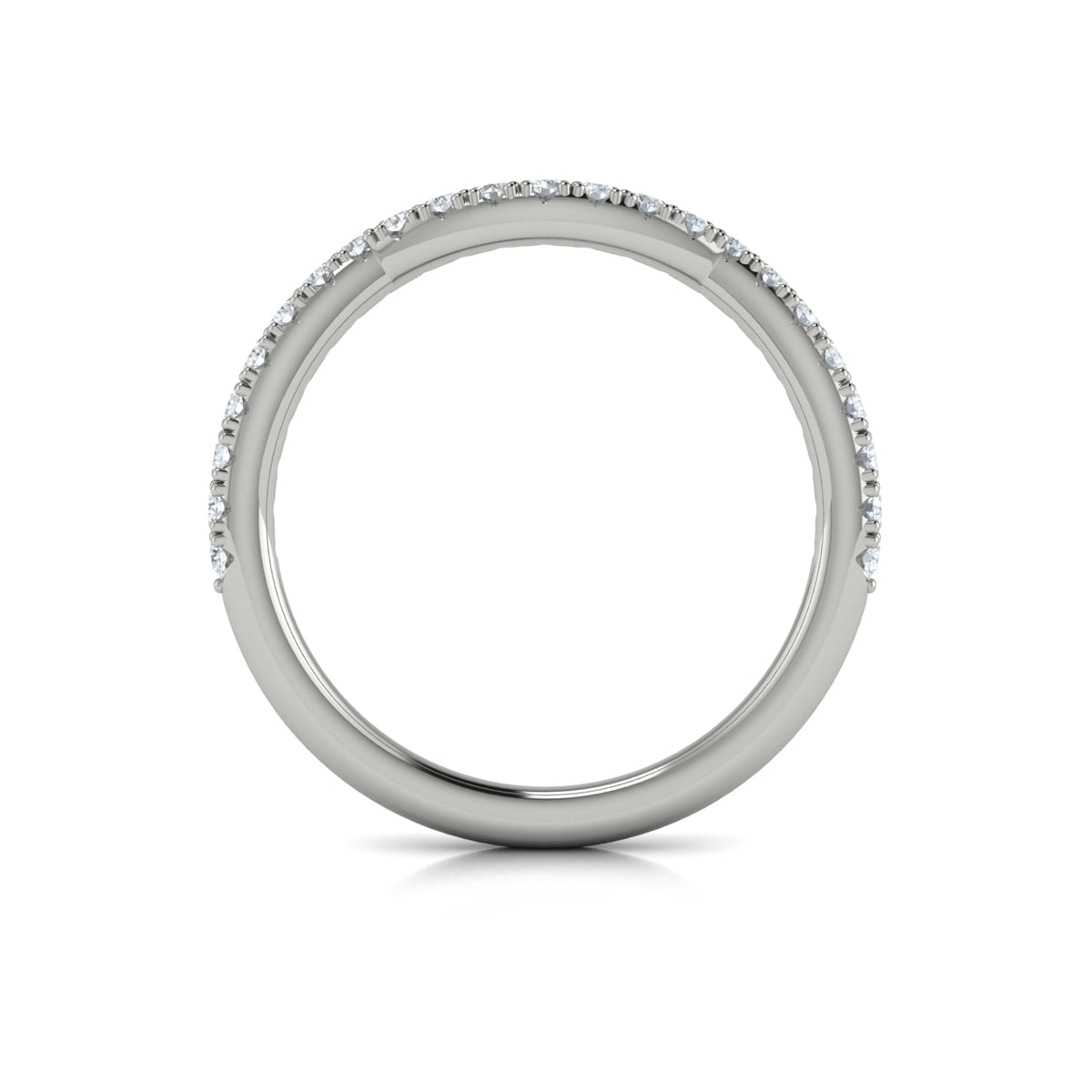 14K White Gold Pave Diamond Womens Matching Wedding Band