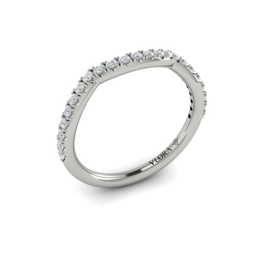 14K White Gold Pave Diamond Womens Matching Wedding Band