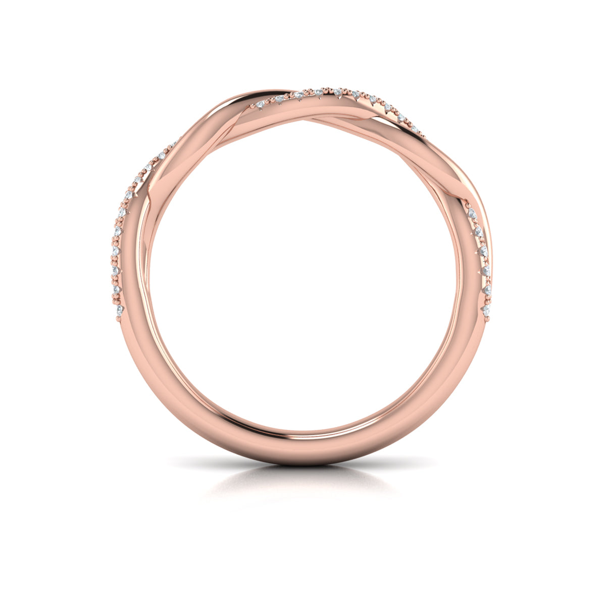 14kt Rose Gold Pave Diamond Womens Wedding Band