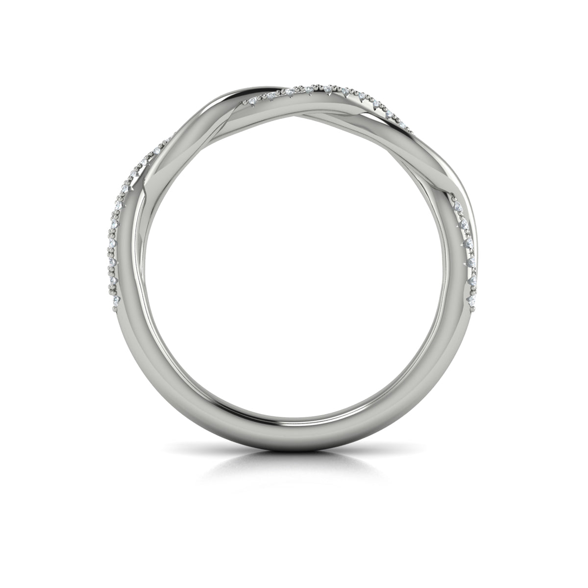 14K White Gold Pave Diamond Womens Matching Band