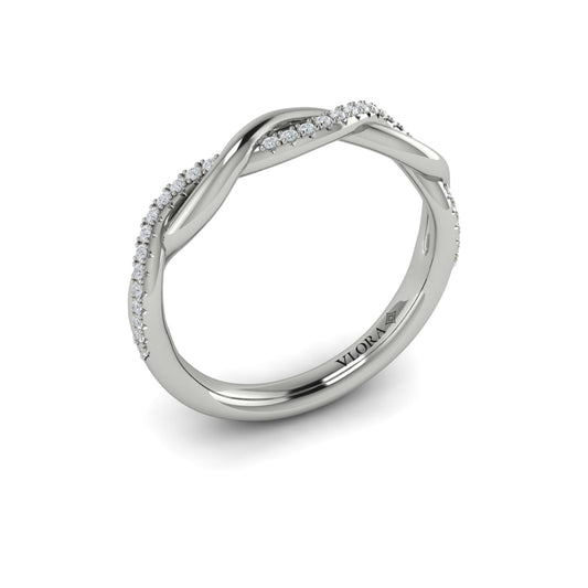 14K White Gold Pave Diamond Womens Matching Band