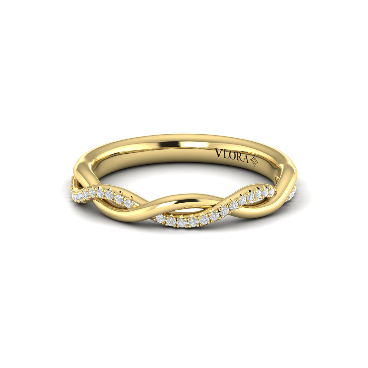 14kt Yellow Gold Pave Diamond Womens Wedding Band