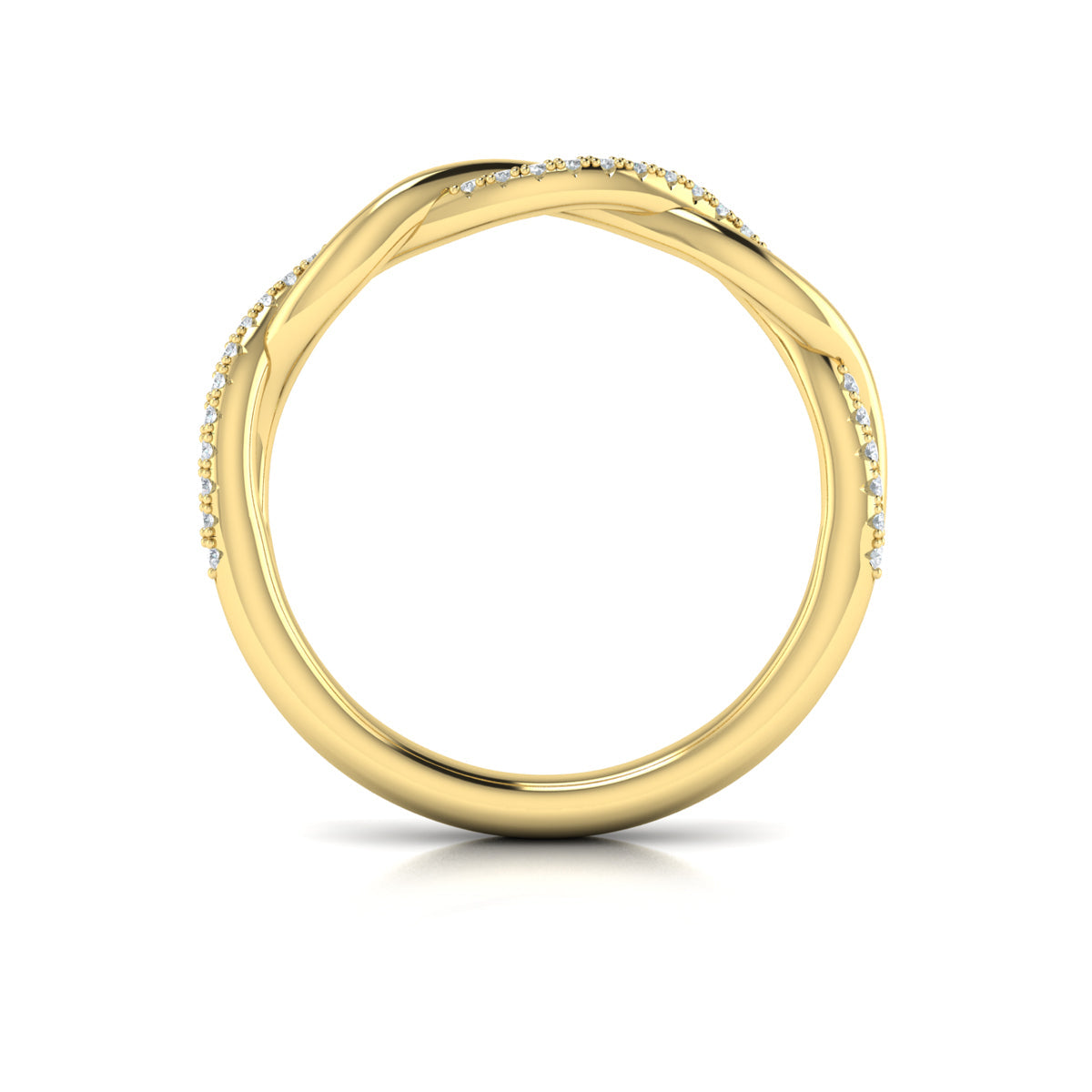 14kt Yellow Gold Pave Diamond Womens Wedding Band
