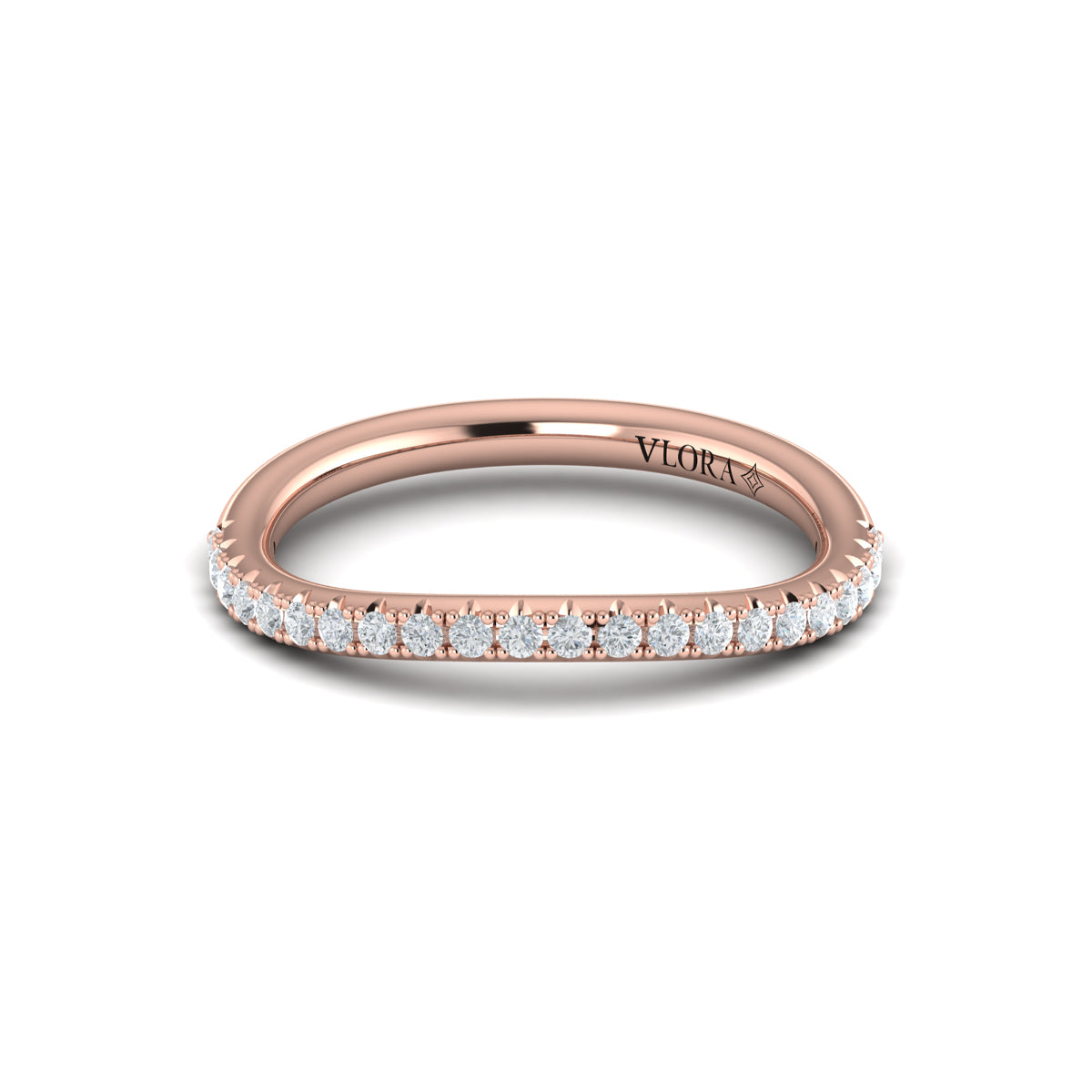 14kt Rose Gold Diamond Womens Matching Wedding Band