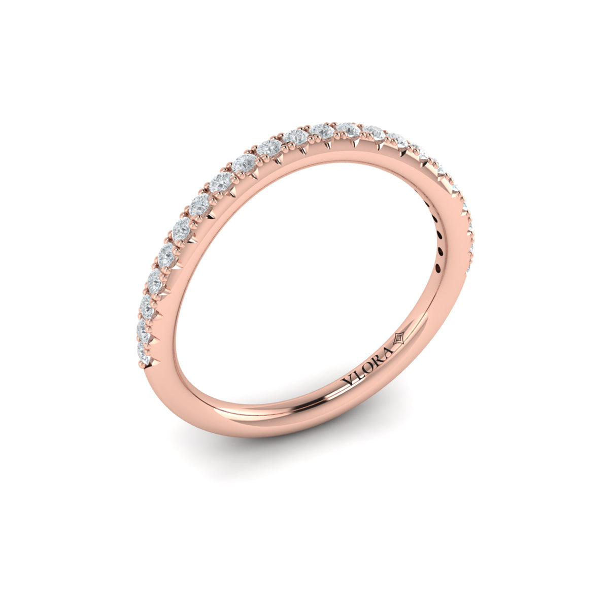 14kt Rose Gold Diamond Womens Matching Wedding Band